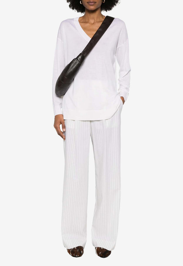 P.A.R.O.S.H Linfa V-neck Wool Blend Sweater White D511668LINFA25_002