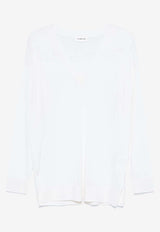 P.A.R.O.S.H Linfa V-neck Wool Blend Sweater White D511668LINFA25_002