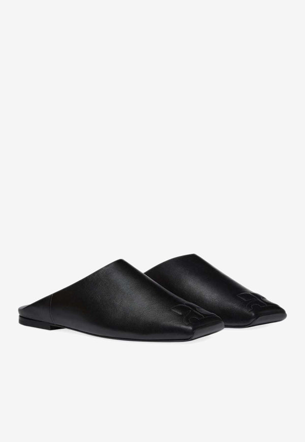 Courrèges Heritage Leather Flat Mules Black 125SCS108AG0030_9999