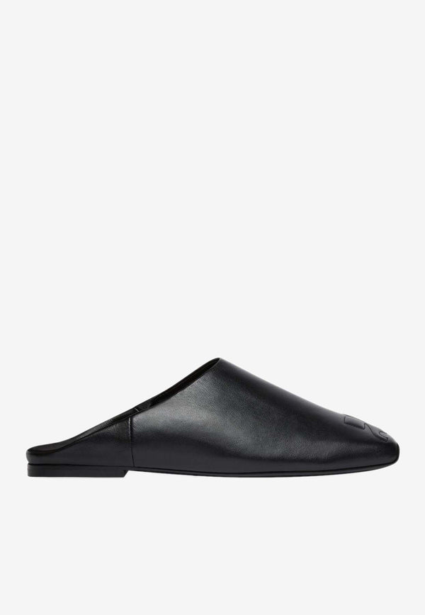 Courrèges Heritage Leather Flat Mules Black 125SCS108AG0030_9999