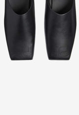 Courrèges Heritage Leather Flat Mules Black 125SCS108AG0030_9999