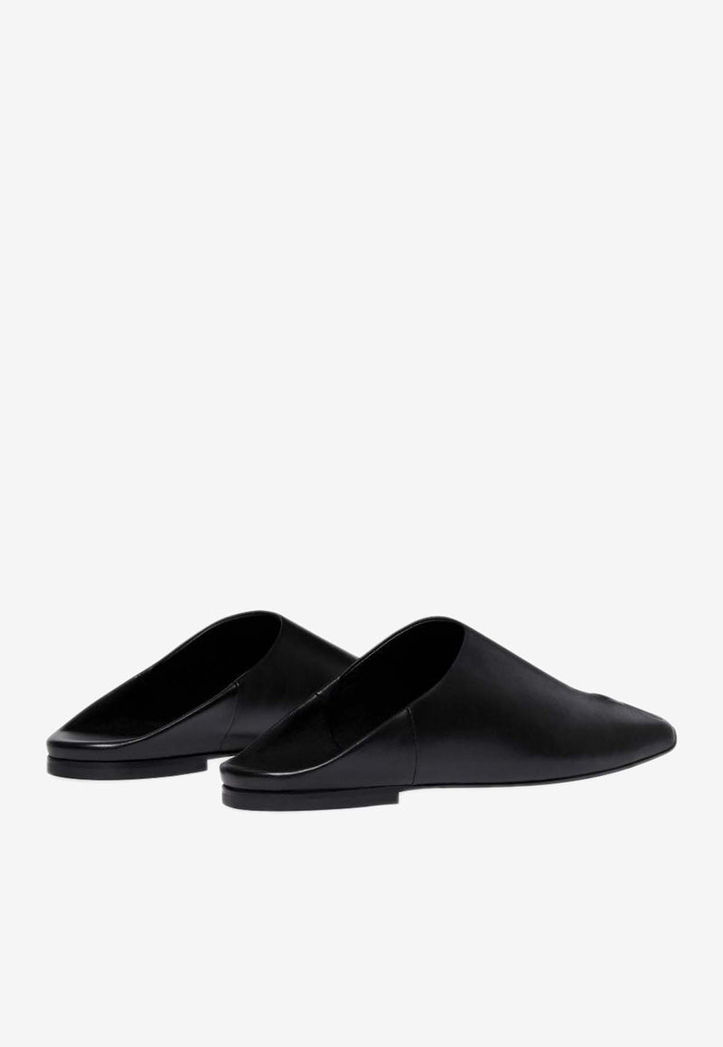 Courrèges Heritage Leather Flat Mules Black 125SCS108AG0030_9999