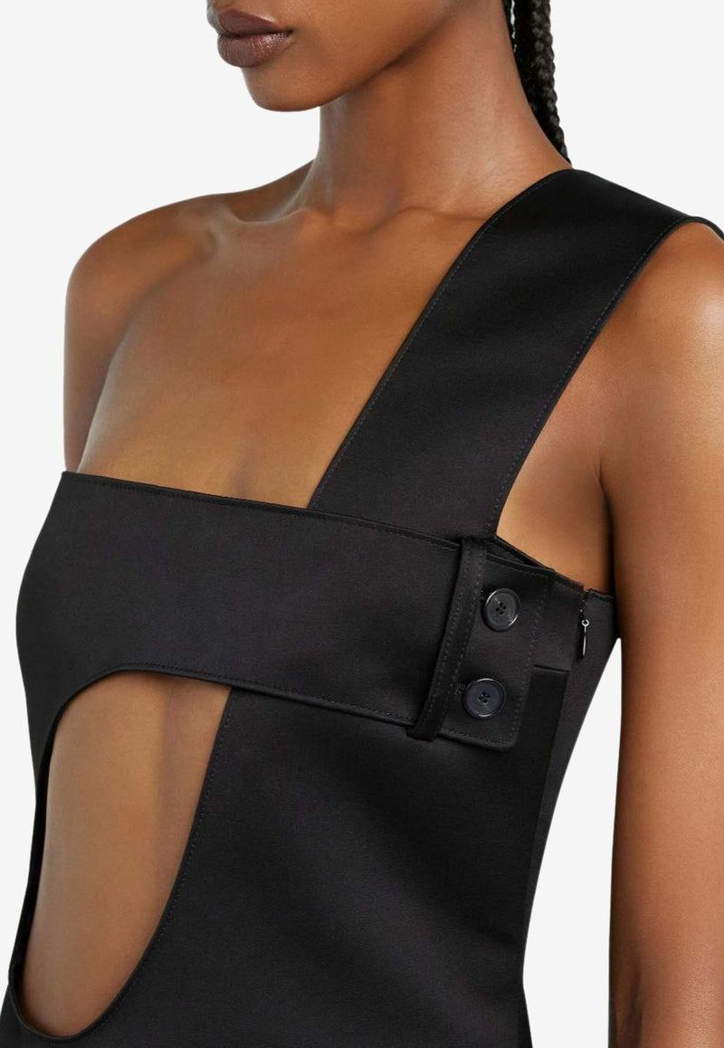 Courrèges Satin Cut-Out Mini Dress Black 125CRO558PL0162_9999