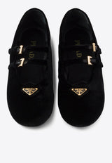 Prada Triangle Logo Velvet Ballet Flats Black 1F794NF005068_F0002