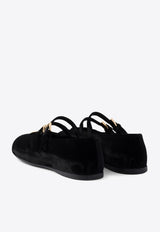 Prada Triangle Logo Velvet Ballet Flats Black 1F794NF005068_F0002