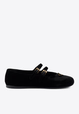 Prada Triangle Logo Velvet Ballet Flats Black 1F794NF005068_F0002