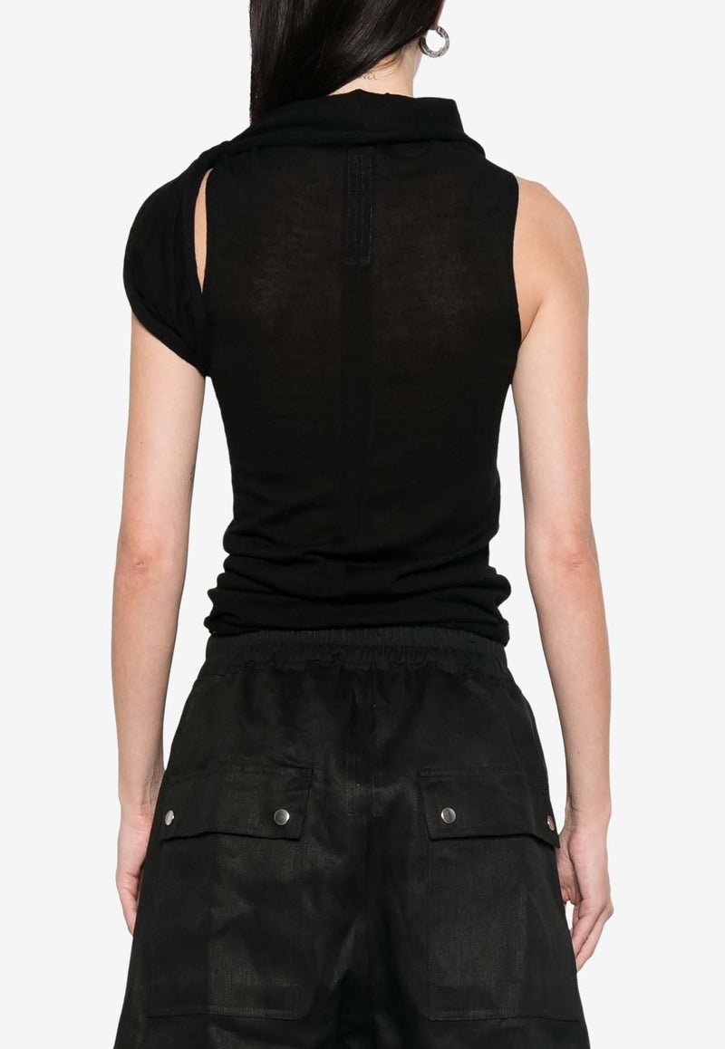 Rick Owens Asymmetrical Neck Sleeveless Top Black RP01E7666M_09