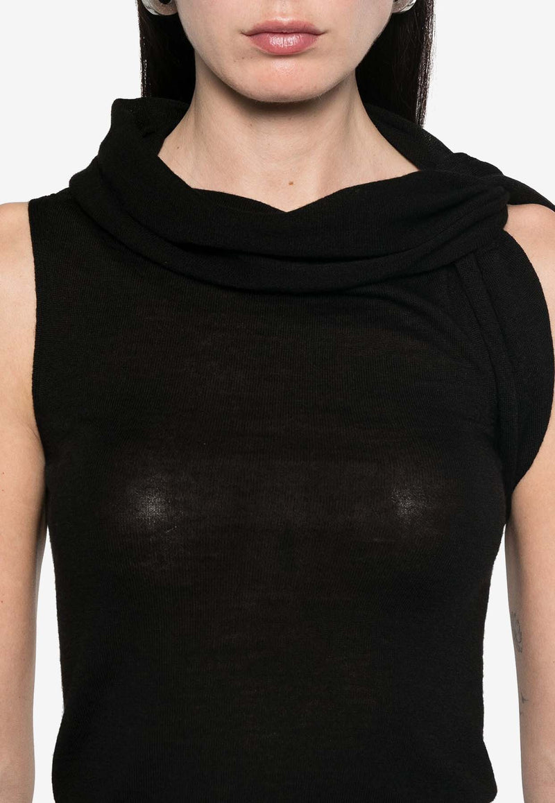 Rick Owens Asymmetrical Neck Sleeveless Top Black RP01E7666M_09