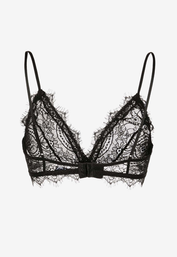 Anine Bing Semi-Sheer Lace Bra with Trims Black A100003_000