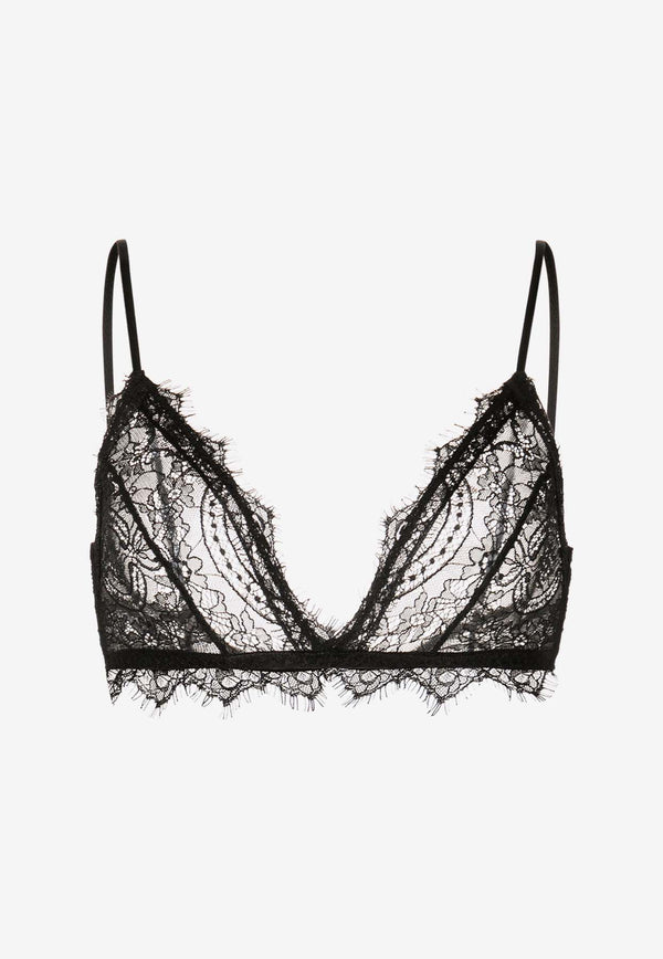 Anine Bing Semi-Sheer Lace Bra with Trims Black A100003_000