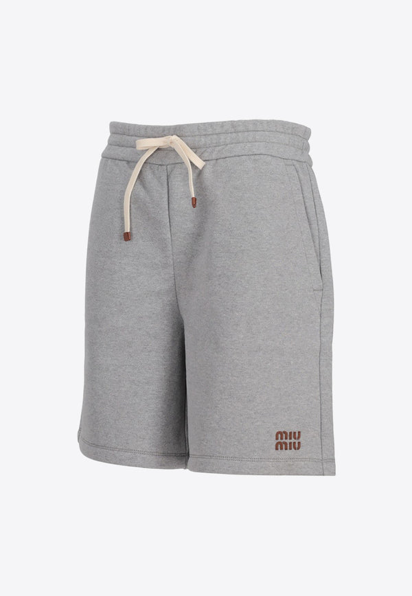 Miu Miu Logo Fleece Shorts Gray MJP338SOOO13UK_F0031