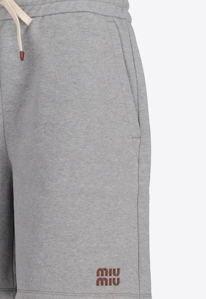 Miu Miu Logo Fleece Shorts Gray MJP338SOOO13UK_F0031