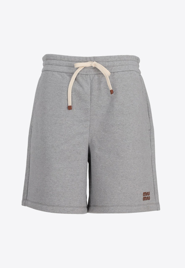 Miu Miu Logo Fleece Shorts Gray MJP338SOOO13UK_F0031