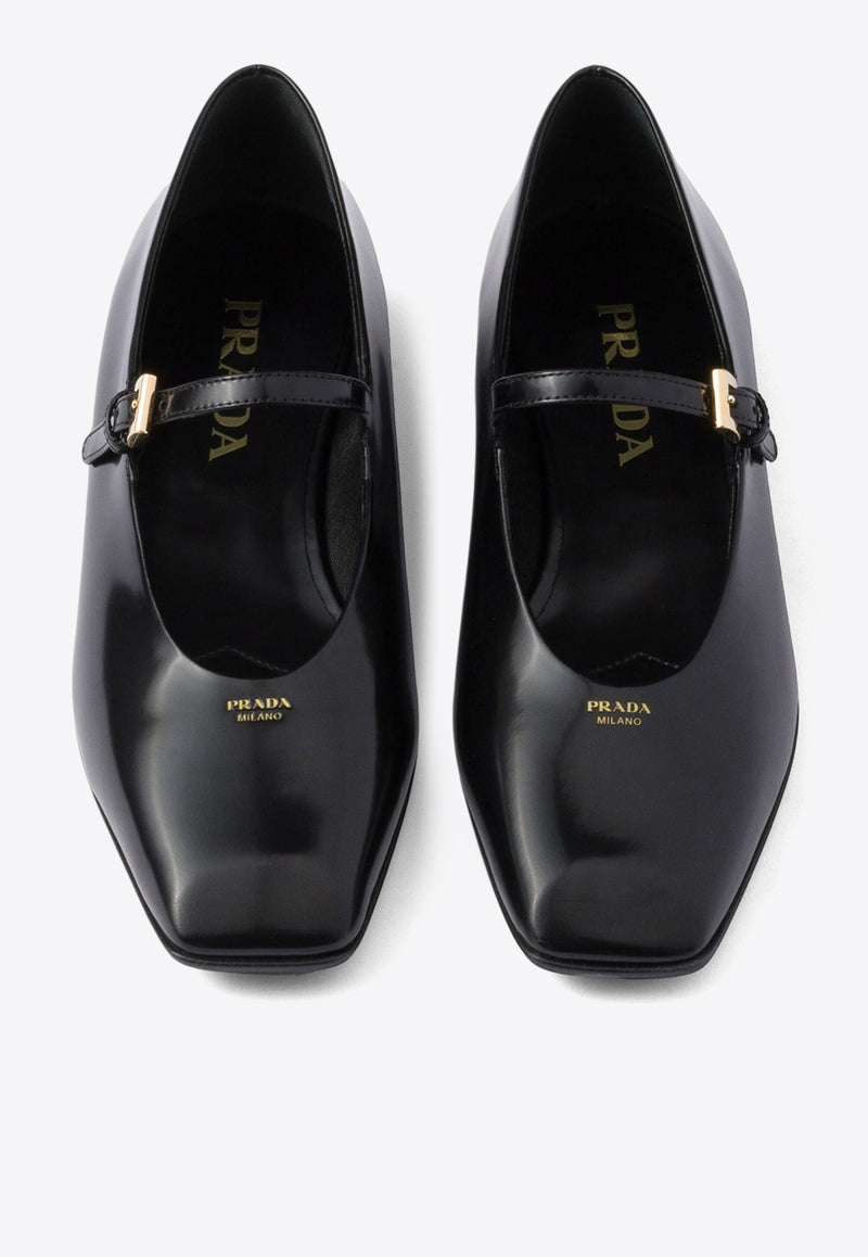Prada Mary-Jane Leather Ballet Flats Black 1F826NF015055_F0002_TH