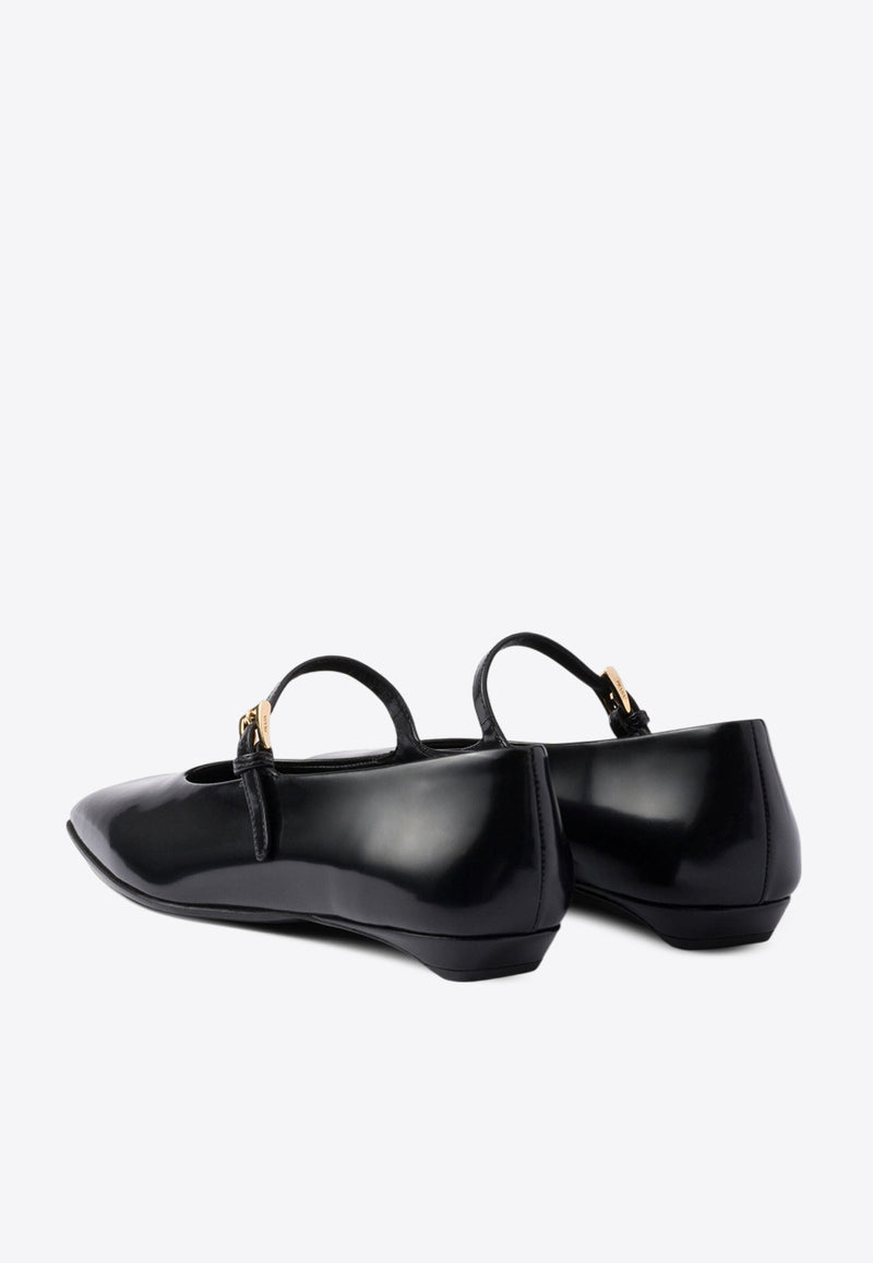 Prada Mary-Jane Leather Ballet Flats Black 1F826NF015055_F0002_TH