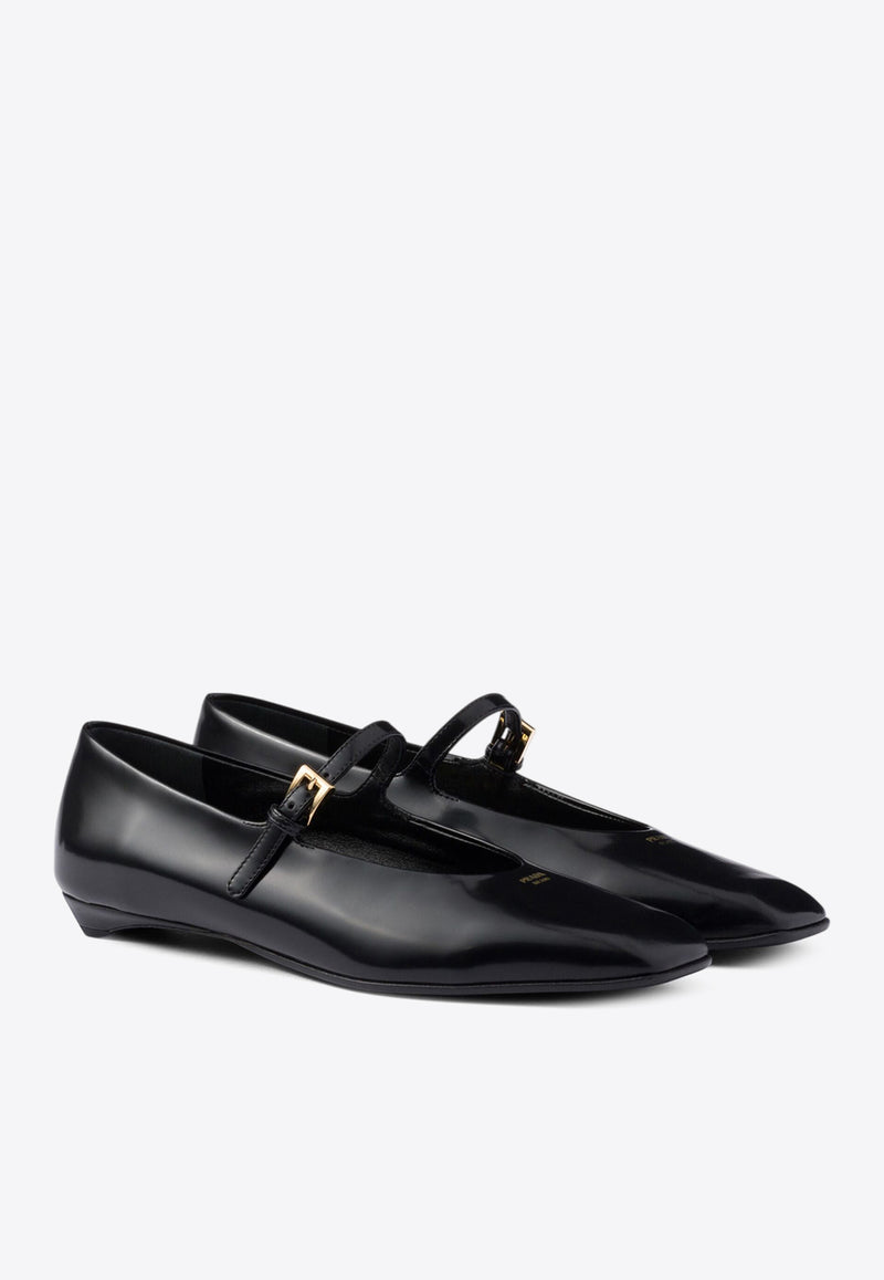 Prada Mary-Jane Leather Ballet Flats Black 1F826NF015055_F0002
