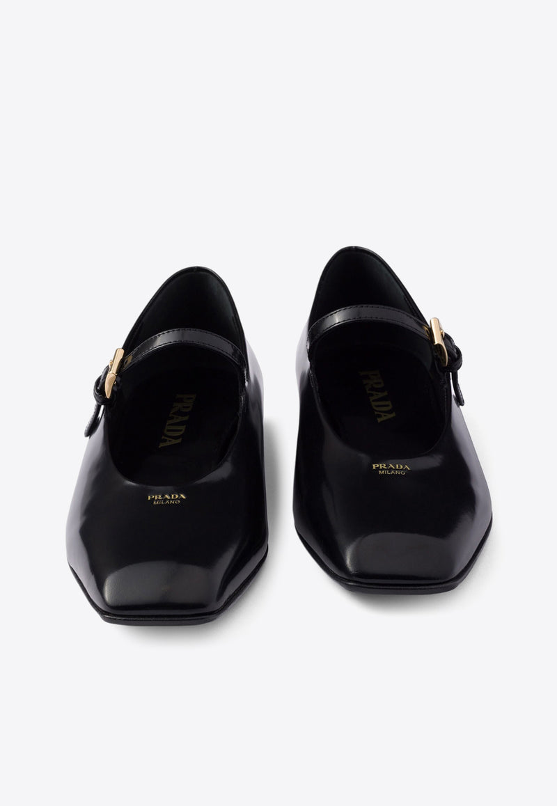 Prada Mary-Jane Leather Ballet Flats Black 1F826NF015055_F0002_TH