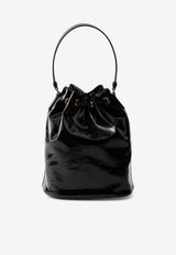 Prada Duet Patent Leather Bucket Bag Black 1BH038VUOM2DNT_F0002