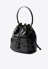 Prada Duet Patent Leather Bucket Bag Black 1BH038VUOM2DNT_F0002