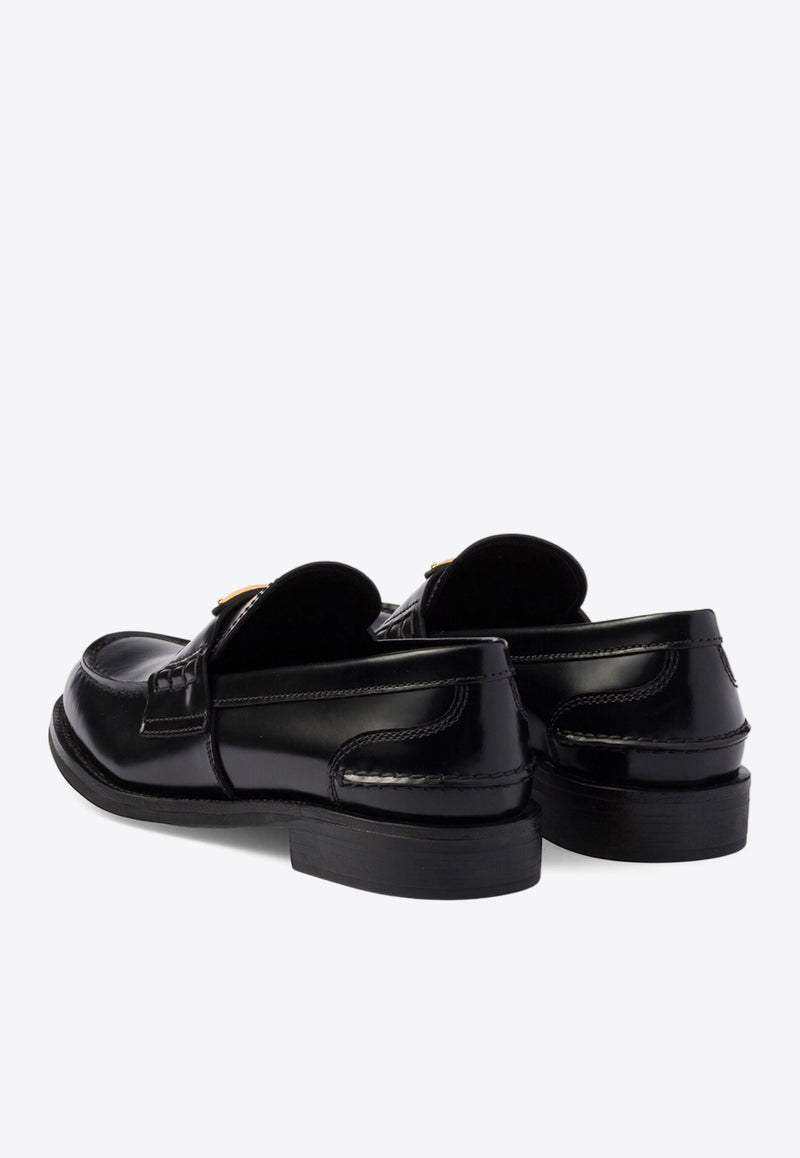 Prada Triangle Logo Brushed Leather Loafers Black 1D813NFA020055_F0002_TH