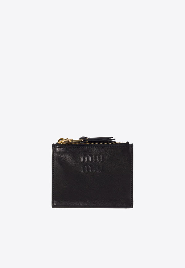 Miu Miu Small Logo Embossed Leather Wallet Black 5ML024AEFX_F0002