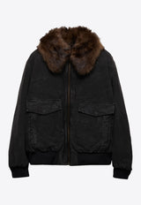 Prada Shearling-Collar Zipped Blouson Jacket Black SGC760SOOO157N_F0002