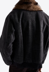 Prada Shearling-Collar Zipped Blouson Jacket Black SGC760SOOO157N_F0002