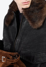 Prada Shearling-Collar Zipped Blouson Jacket Black SGC760SOOO157N_F0002