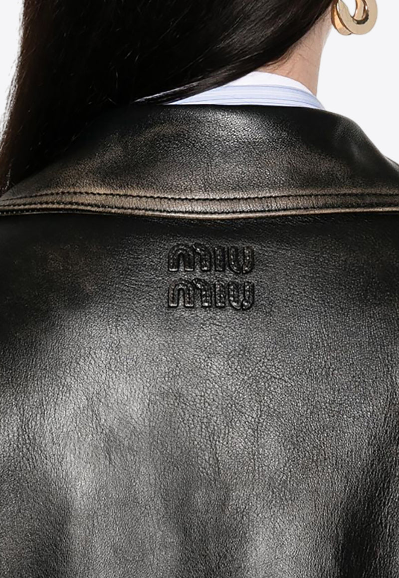 Miu Miu Zip-Up Leather Biker Jacket Black MPV916SOOO1134_F008A