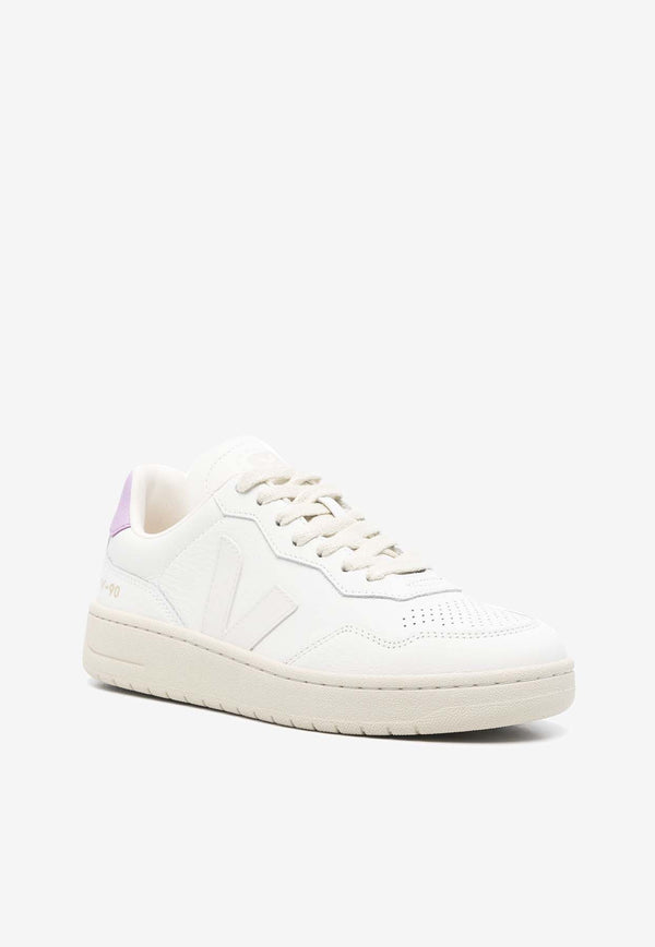 Veja V-90 Leather Low-Top Sneakers White VD2003708A_EXTRA-WHITE/ORCHID