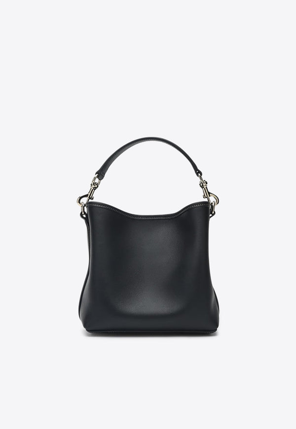 Gucci Mini GG Emblem Leather Bucket Bag Black 815118AAEC2/Q_GUC-1000