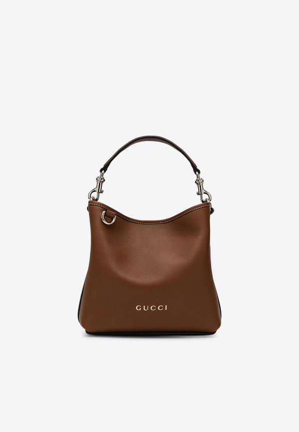 Gucci Mini GG Embossed Leather Bucket Bag Brown 815118AAEC2/Q_GUC-2718