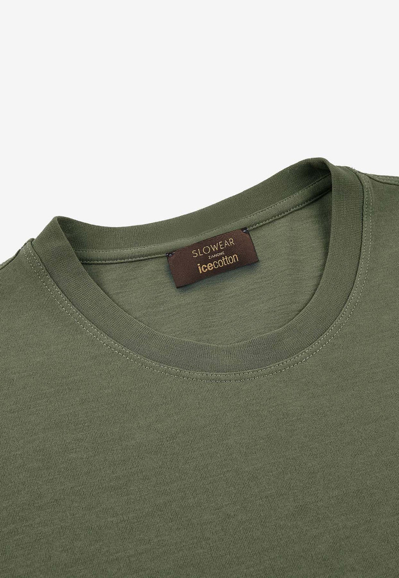 Glanshirt by Slowear Basic Crewneck T-shirt Sage 815214 ZG380_SAGE