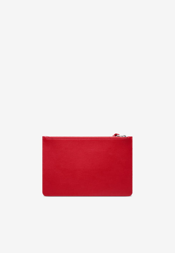 Courrèges Logo Plaque Leather Zip Pouch Red 125GPM016CR0065_4015