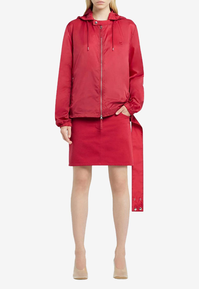 Courrèges Hooded Lightweight Windbreaker Jacket Red 125CMA198NY0043_4015