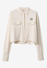 Miu Miu Cashmere Boxy-Fit Cropped Shirt White MMF945SOOO16OG_F0009