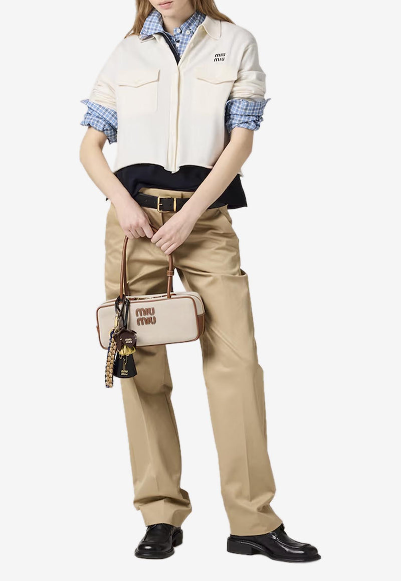 Miu Miu Cashmere Boxy-Fit Cropped Shirt White MMF945SOOO16OG_F0009