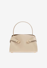 Salvatore Ferragamo Medium Hug Leather Top Handle Bag Beige 219816 HUG SH S 780594-STONE