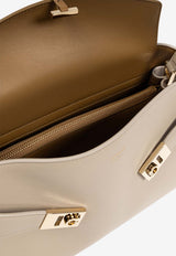 Salvatore Ferragamo Medium Hug Leather Top Handle Bag Beige 219816 HUG SH S 780594-STONE
