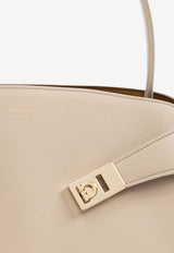 Salvatore Ferragamo Medium Hug Leather Top Handle Bag Beige 219816 HUG SH S 780594-STONE