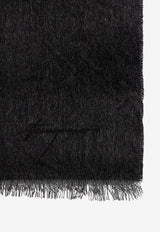 Salvatore Ferragamo Logo Embroidered Cashmere-Blend Scarf Black 520126 SR ZIGGY 779254-GREY BLACK