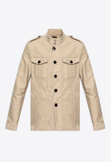 جاكيت بقَصة قميص بأزرار بياقة عالية