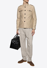 جاكيت بقَصة قميص بأزرار بياقة عالية