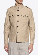 جاكيت بقَصة قميص بأزرار بياقة عالية