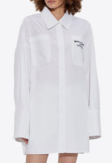 Embroidered Logo Mini Shirt Dress