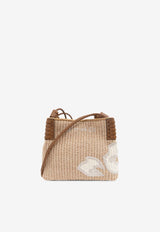 Embroidered Raffia Crossbody Bag
