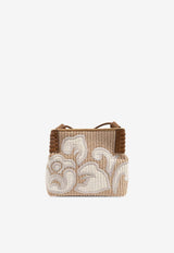 Embroidered Raffia Crossbody Bag