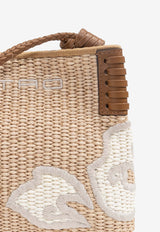Embroidered Raffia Crossbody Bag