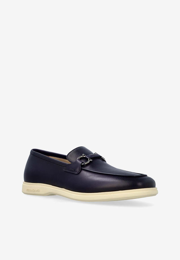 Salvatore Ferragamo Cosimo Gancini Leather Loafers Midnight Blue 028298 COSIMO 778818-MIDNIGHT