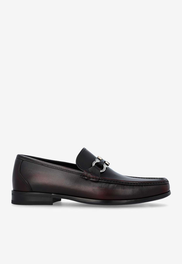 Salvatore Ferragamo Grandioso Gancini Leather Loafers Bordeaux 029457 GRANDIOSO2 778788-CORDOVAN NERO